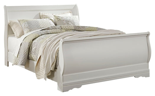 Anarasia Queen Sleigh Bed with Mirrored Dresser