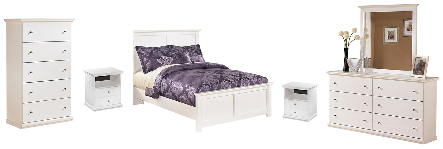 Bostwick Shoals Full Panel Bed with Mirrored Dresser, Chest and Nightstand