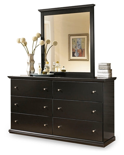 Maribel Queen Panel Bed with Mirrored Dresser and Nightstand